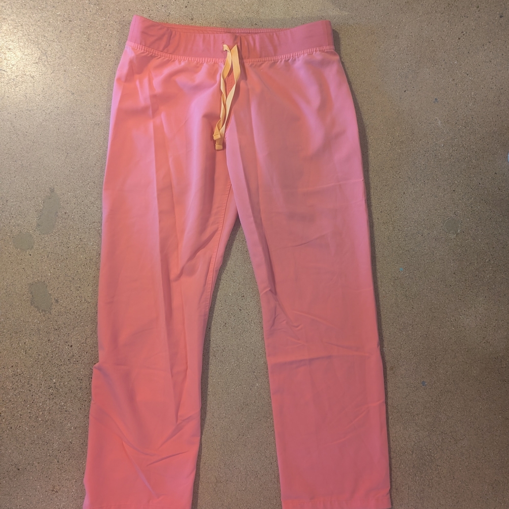Figs Pink Straight Leg Pants with Drawstring Waist